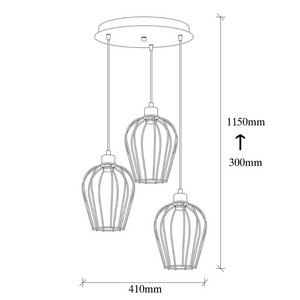 Lampada a sospensione 3 luci Mia Concept-U dimensione