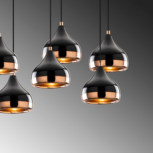 Lampada sospensione nero e rame 7 luci design Maya - Concept-U