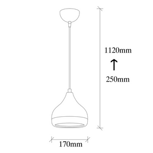 lampada a sospensione rame e Concept-U - dimensione