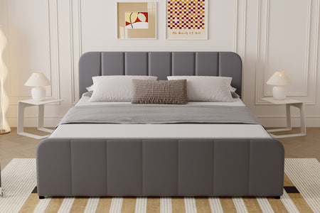 Letto con contenitore 140x190cm in velluto grigio Tampa foto ambientata