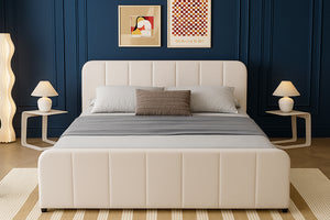 Letto con contenitore 160x200cm in velluto beige Tampa foto ambientata