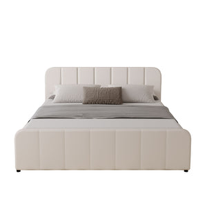 Letto con contenitore 160x200cm in velluto beige Tampa packshot vista frontale