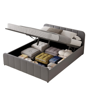 Letto con contenitore 160x200cm in velluto grigio Tampa packshot del contenitore