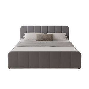 Letto con contenitore 160x200cm in velluto grigio Tampa packshot vista frontale
