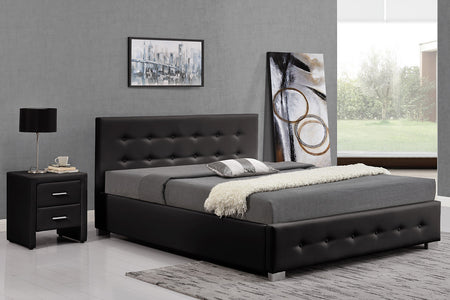 Letto di design Newington struttura tapizada in nero 160x200 con box contenitore zoom 2