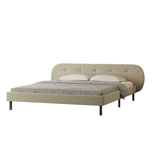 Letto capitonné 140x190 cm beige con testiera e rete Tulsa packshot vista 3/4