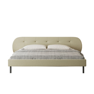 Letto capitonné 140x190 cm beige con testiera e rete Tulsa packshot vista frontale