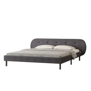 Letto capitonné 140x190 cm grigio con testiera e rete Tulsa packshot vista 3/4