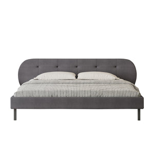Letto capitonné 160x200cm grigio con testiera e rete Tulsa packshot vista frontale