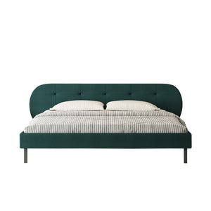 Letto capitonné 140x190 cm verde con testiera e rete Tulsa packshot vista frontale