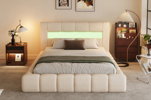 letto contenitore cloud 160x200 velluto beige led omaha atmosfera concept u