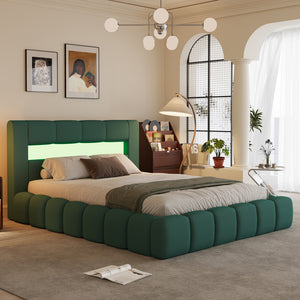 letto contenitore cloud 160x200 velluto verde led omaha chiuso concept u