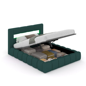 letto nuvola 160x200 velluto verde led omaha packshot aperto concept u