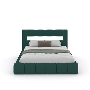 letto nuvola 160x200 velluto verde led omaha packshot faccia concept u