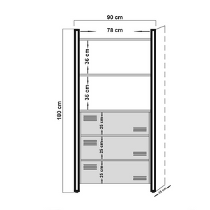 libreria industriale cassetti e ripiani legno e nero tali dimensioni concept u
