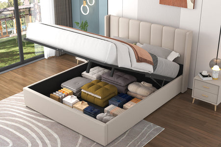 Letto di design con contenitore 160x200 cm in velluto beige ARLINGTON