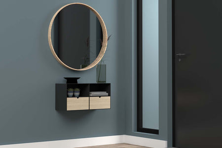 set di 2 comodini con cassetti in legno