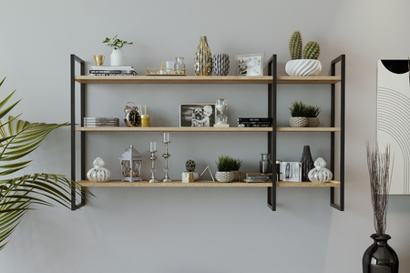 mensole di design in legno e vetro nero rettangolare concept u