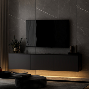 Porta TV moderno con contenitore 160 cm antracite nael Atmosfera di fronte all'illuminazione scura concept u