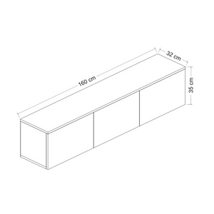 Porta TV moderno con contenitore 160 cm antracite nael dimensioni concept u