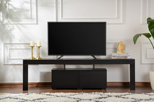 mobile porta tv a 2 ante in legno nero, ambiente basico concept u