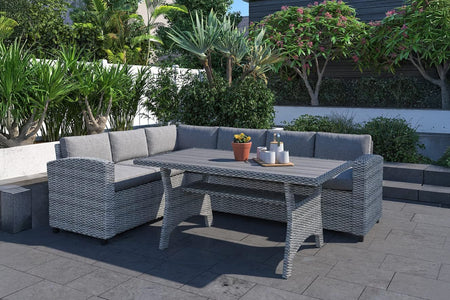 Salotto Da Giardino Salottino in Rattan Set Di Mobili 4 Posti con Tavolino E Ripiano In Vetro Divano 2 Posti E 2 Poltrone Per Terrazzo Esterno Piscina Balcone Cuscini Sfoderabili Colore Grigio Salotto Da Giardino Salottino in Rattan Set Di Mobili 4 Posti con Tavolino E Ripiano In Vetro Divano 2 Posti E 2 Poltrone Per Terrazzo Esterno Piscina Balcone Cuscini Sfoderabili Colore Grigio