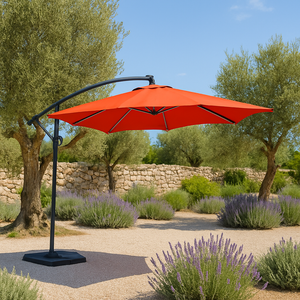 ombrellone led quadrato deporte 3x3 terracota in alluminio solenzara ambiente giorno concept u
