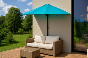 Mezzo parasole da balcone 270 cm blu in alluminio Catane foto d’ambiente