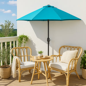 Mezzo parasole da balcone 270 cm blu in alluminio Catane ambientazione su terrazza