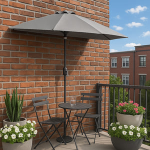 Mezzo parasole da balcone 270 cm grigio in alluminio Catane ambientazione su balcone