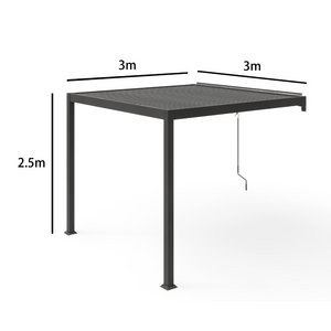 Pergola bioclimatica addossata 3x3 in acciaio Agadir - dimensioni