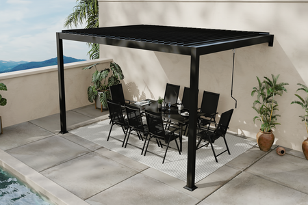 pergola bioclimatica addossata 4x3 in acciaio Agadir - Ambiance 1