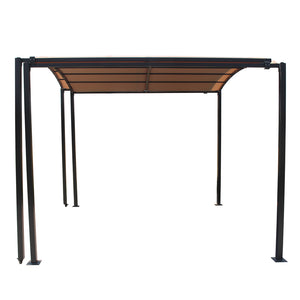 pergola retrattile in tela 3x3, grigio-arancio, Icaria, forma aperta, sfondo bianco concept u