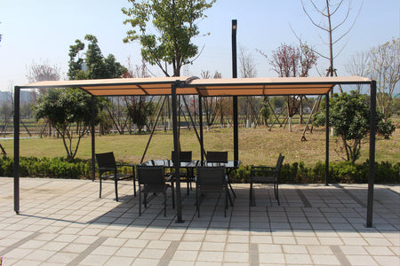 pergola retrattile in tela 3x3 grigio arancione icaria-atmosfera concept u