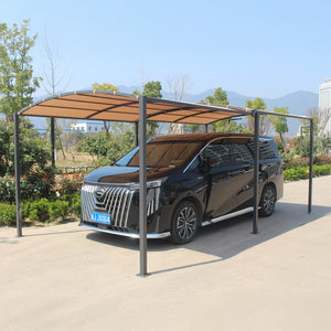 pergolato retrattile in tela 3x3 grigio arancione Icaria forma aperta per auto concept u