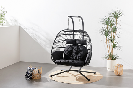 Poltrone sospesa effetto rattan nero Concept-U