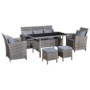 salotto da giardino 6 pezzi resina intrecciata modena sfondo bianco concept usine grigio chiaro