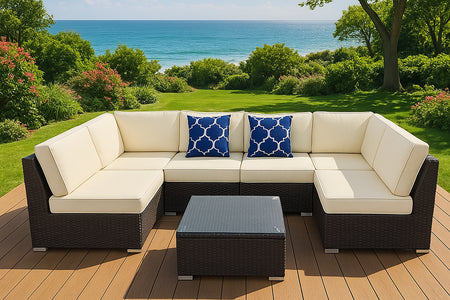 mobili da giardino marrone e beige e rattan aldabra atmosfera concept u