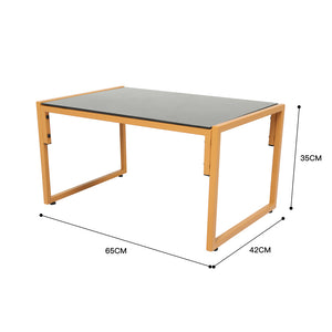 Salotto da giardino 4 posti effetto rattan rattan naturale e bianco Turini — dimensioni tavolo