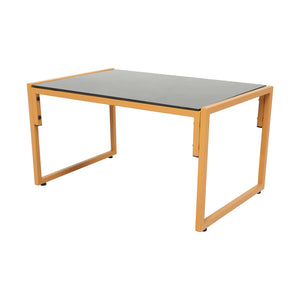 Salotto da giardino 4 posti effetto rattan rattan naturale e bianco Turini — packshot tavolo