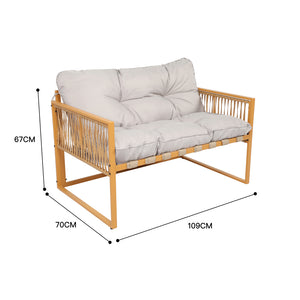 Salotto da giardino 4 posti effetto rattan rattan naturale e grigio chiaro Turini — dimensioni divano