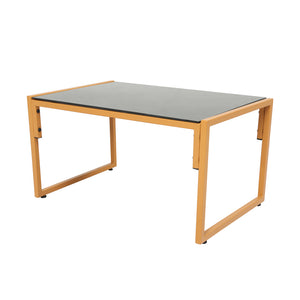 Salotto da giardino 4 posti effetto rattan rattan naturale e grigio chiaro Turini — packshot tavolo