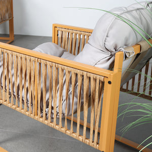 Salotto da giardino 4 posti effetto rattan rattan naturale e grigio chiaro Turini — dettagli rattan naturale