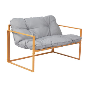 Salotto da giardino 4 posti contemporaneo marrone e grigio Rabat — packshot divano 2 posti