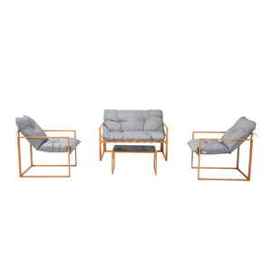Salotto da giardino 4 posti contemporaneo marrone e grigio Rabat — packshot vista frontale