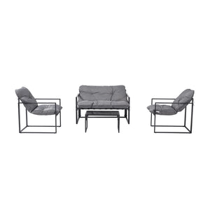 Salotto da giardino 4 posti contemporaneo nero e grigio Rabat — packshot vista frontale