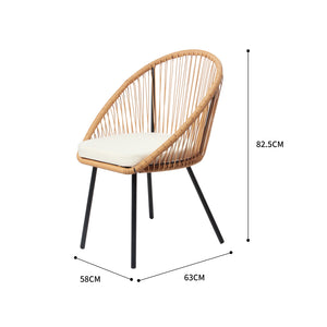 Set di mobili da giardino a 4 posti in rattan naturale con cuscini beige Dimensioni poltrona Ravello