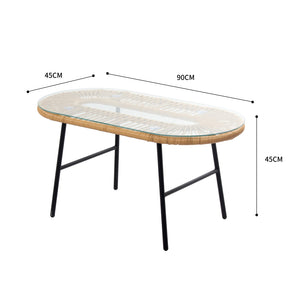 Set di mobili da giardino a 4 posti in rattan naturale con cuscini beige Dimensioni del tavolo Ravello