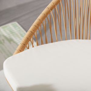 Set di mobili da giardino a 4 posti in rattan naturale con cuscini beige Ravello, sedile zoom