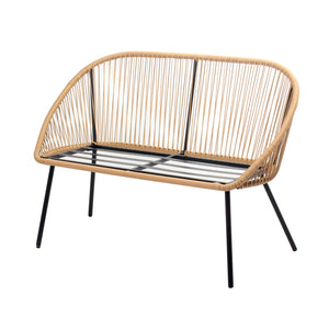 Set di mobili da giardino in rattan naturale a 4 posti con cuscini beige Struttura del divano a 2 posti Ravello packshot